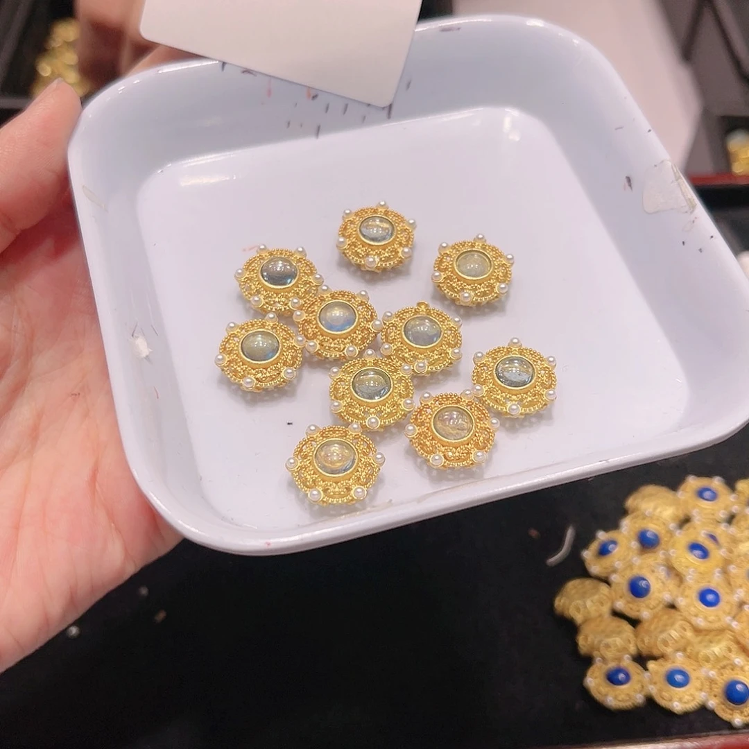 水晶珠宝半成品银S925镀金镶嵌127