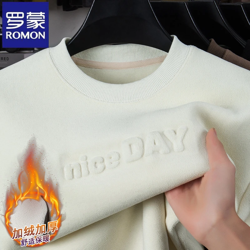 下架高档双面奥粒绒字母圆领卫衣秋冬季加绒加厚磨毛抓绒男士上衣