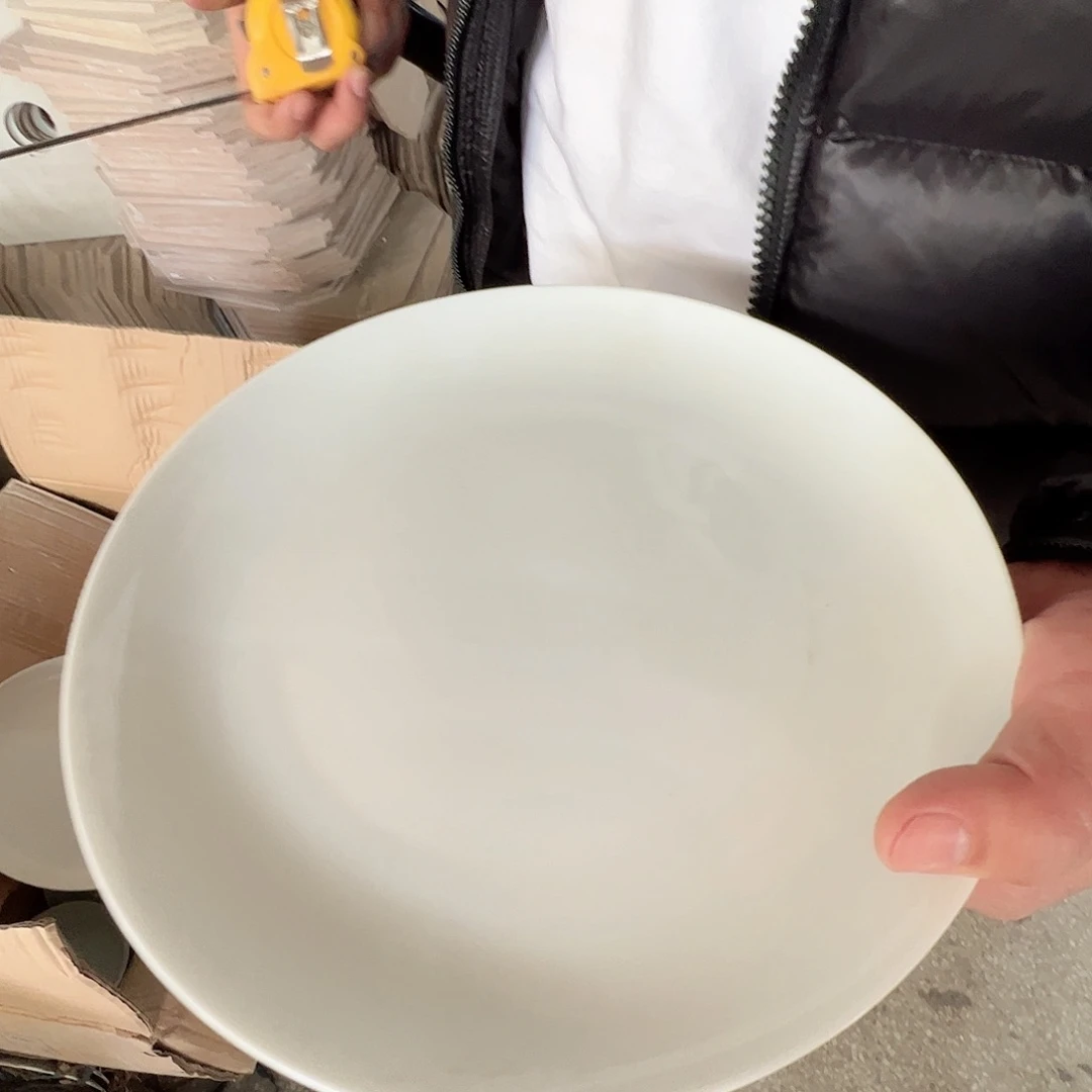 瓷景德镇高温陶瓷玉泥胎10寸大盘