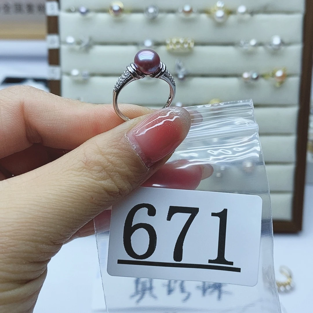 淡水珍珠戒指银S925镶嵌671