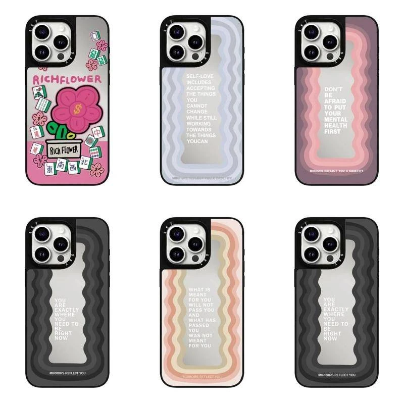 [波浪好命有钱花]合集黑框镜面CASETI苹果手机壳16pro磨砂镜面