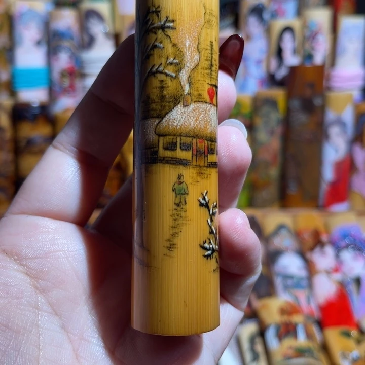 竹柠*雨实心竹文玩手把件