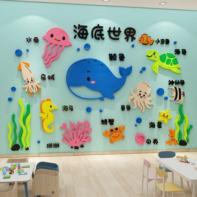 海洋风底世界装饰幼儿园环创主题文化墙面贴成品教室布置材料大厅