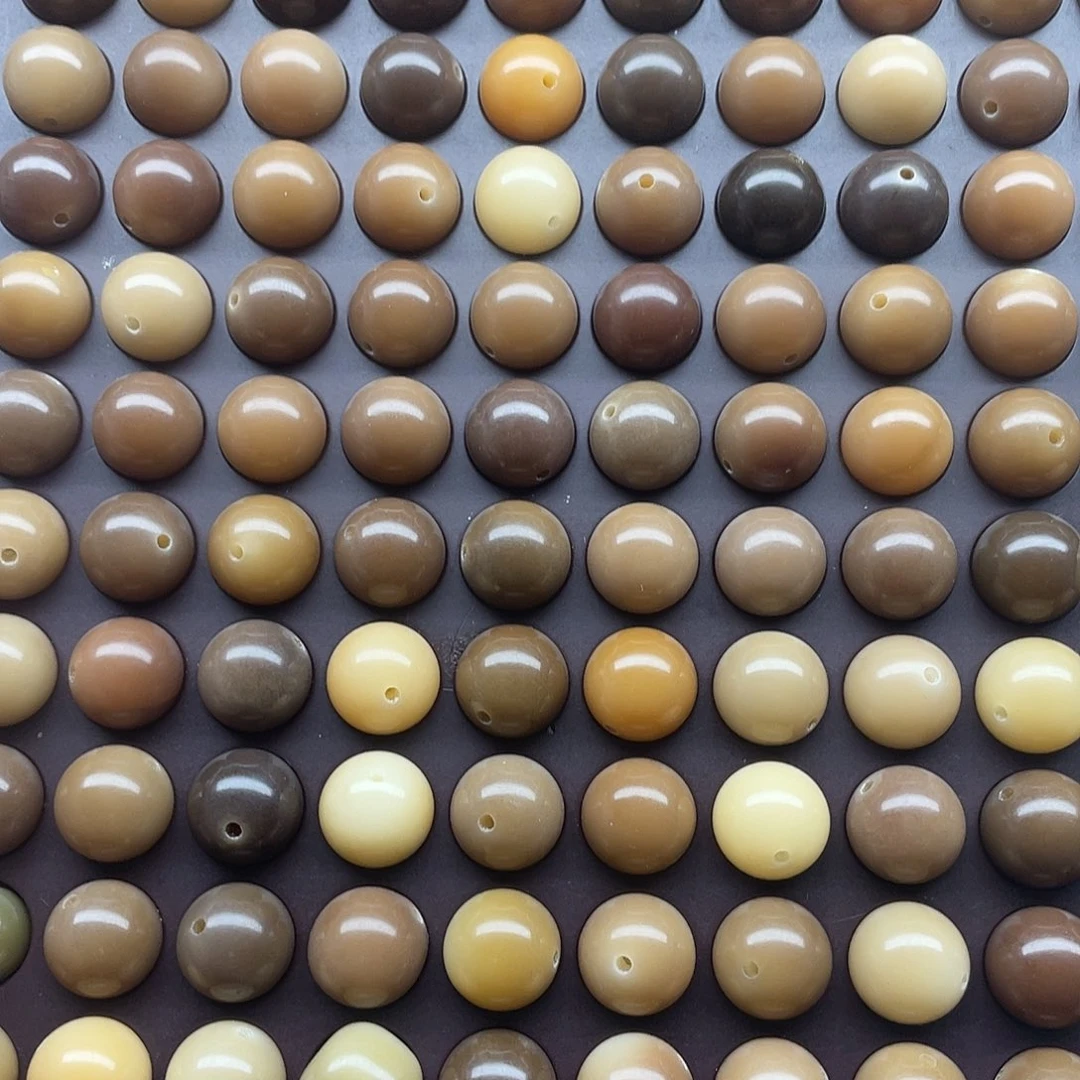 吊坠白玉菩提13.5精品非料茶色渐变圆100颗