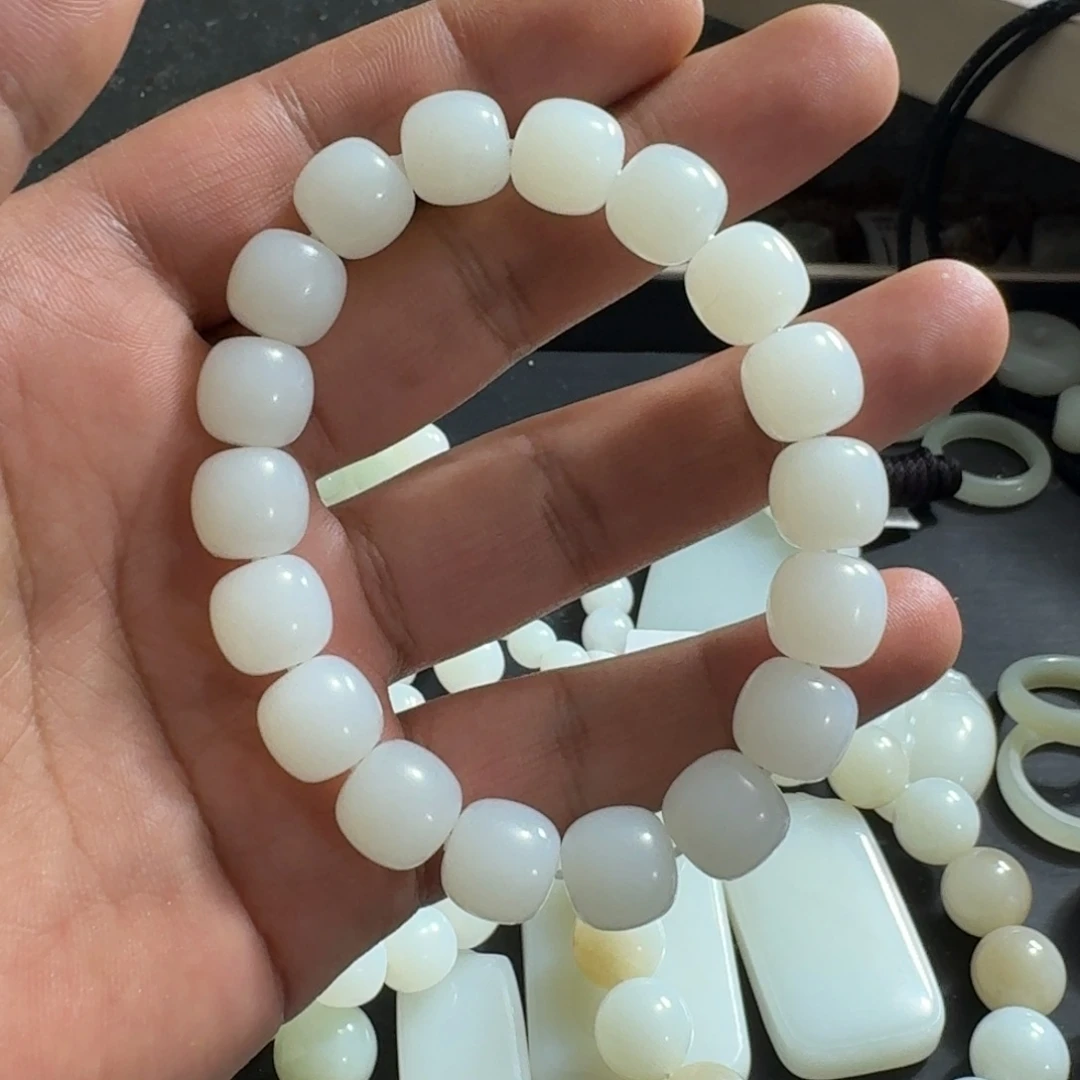设***道和田玉未镶嵌手链卡12老型珠