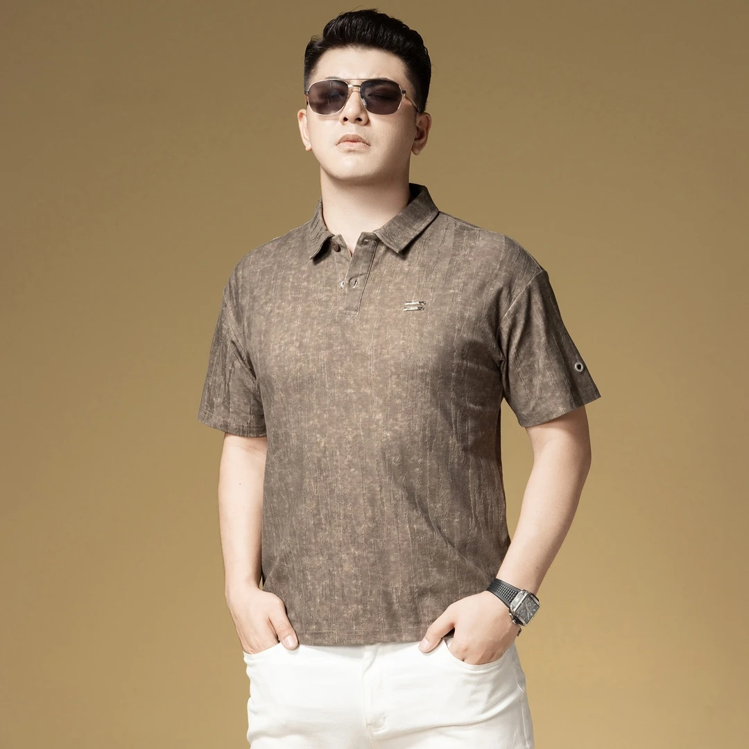 2025新款时尚美式短袖t恤男士夏季新款商务休闲提花翻领polo衫男
