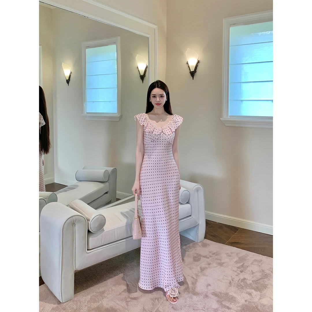 冯薪颖 连衣裙 法式波点印花长裙荷叶边连衣裙 XS25117
