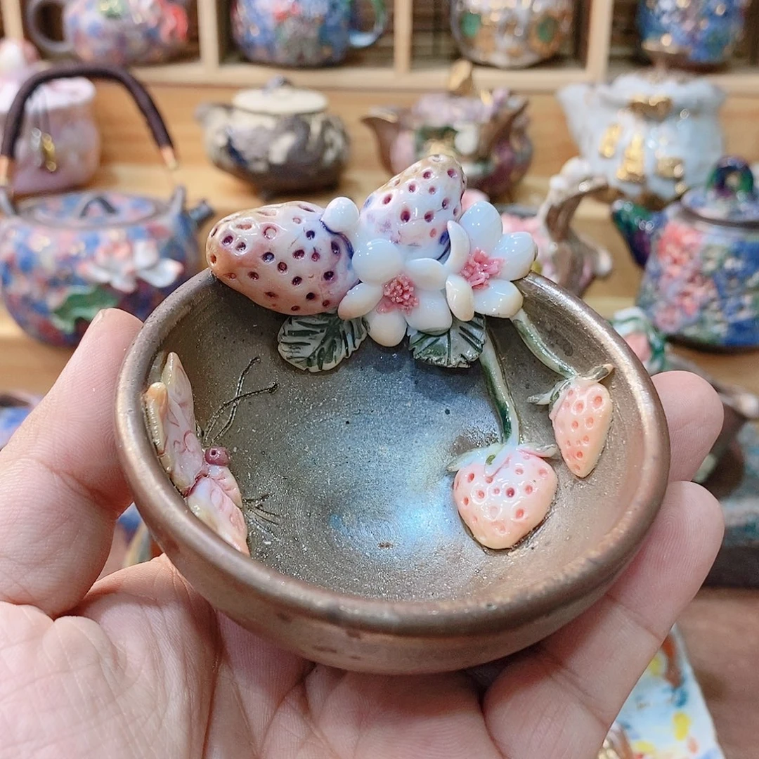 粗陶志野柴烧茶七
