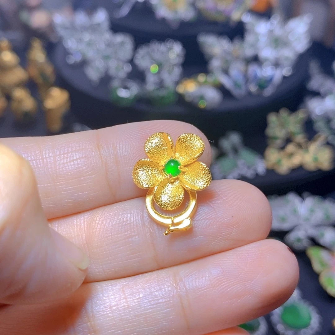 翡翠银S925镶嵌吊坠(不含链)天然资源