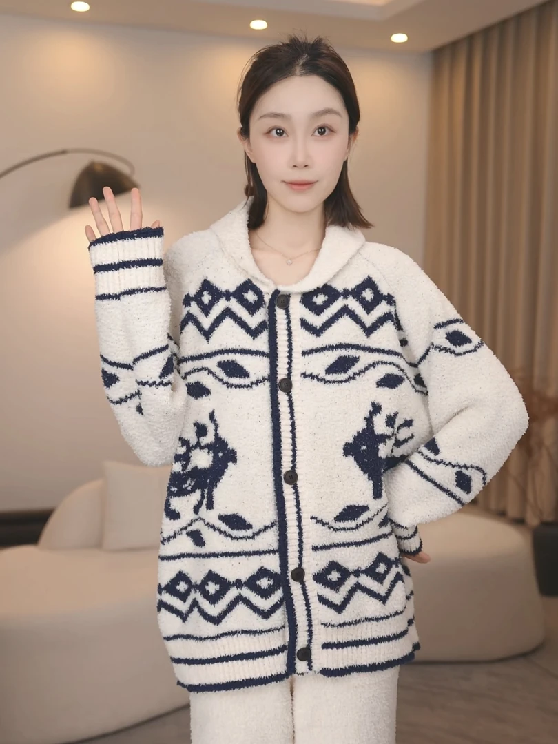 板栗小姐【林深见鹿】2025冬季长袖甜美风软绵绵睡衣女套装可外穿