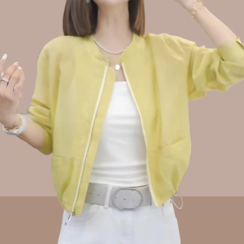 白色短款防晒外套女2025年新款夏季薄款宽松显瘦百搭休闲开衫上衣