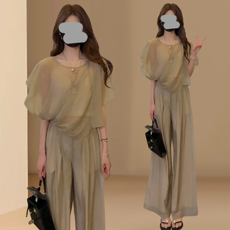高级感上衣休闲裤三件套女2025新款夏季穿搭一整套清冷感气质套装