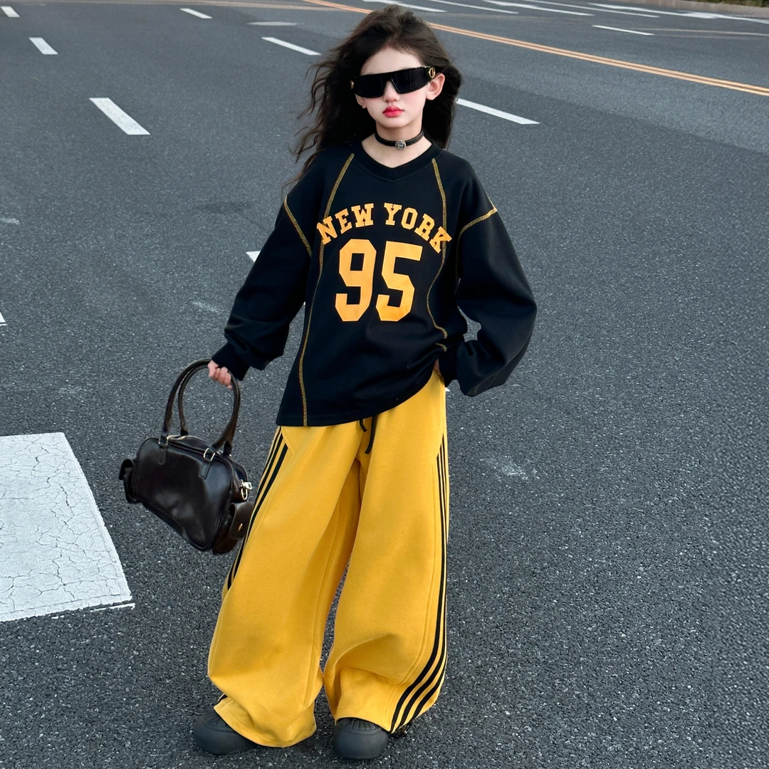 女童秋季休闲套装2025新款又酷又飒7-15岁卫衣卫裤秋装运动两件套