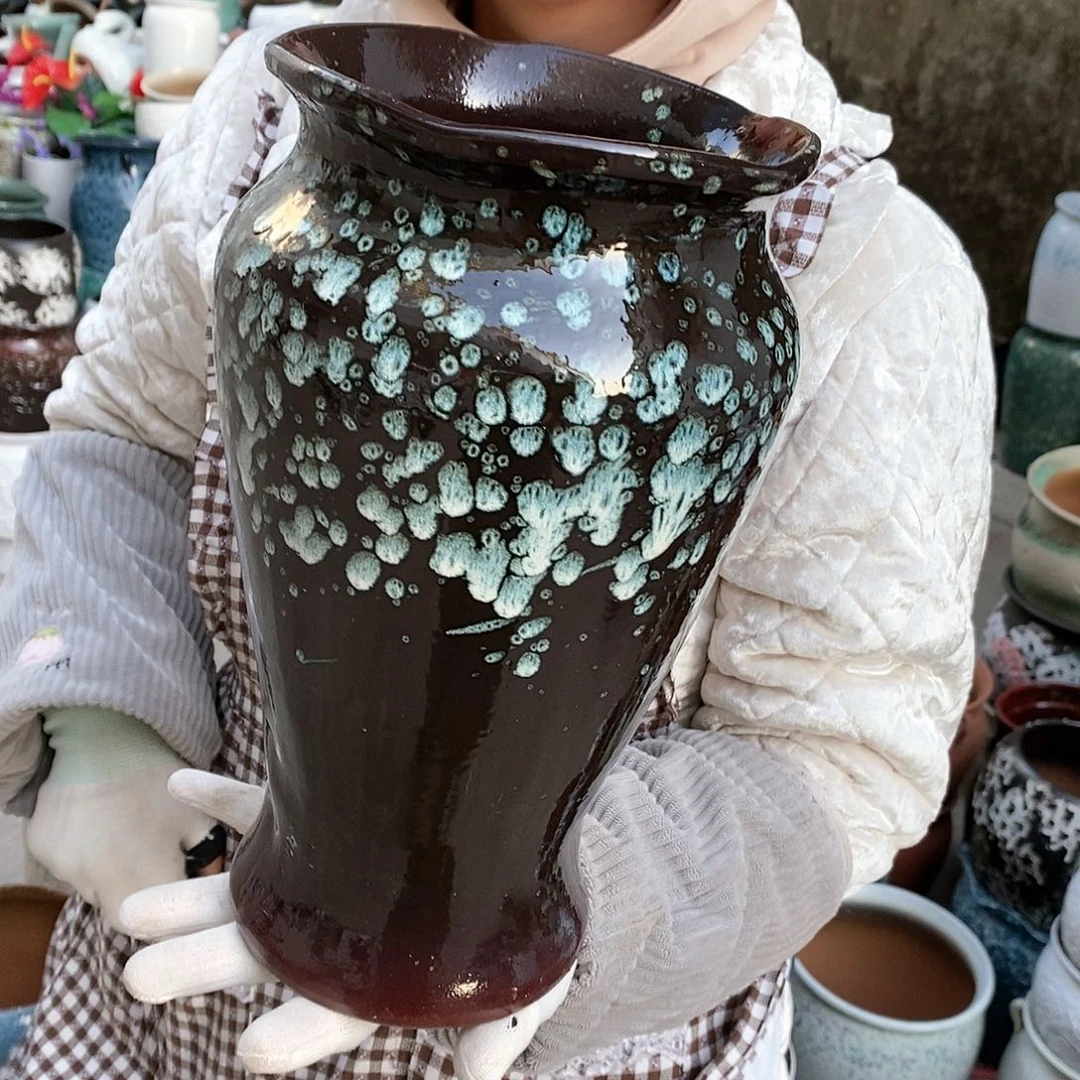 紫砂花盆瑕疵口17高30