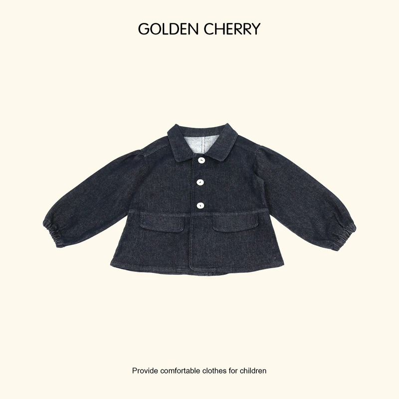 【Golden cherry】儿童丹宁色三粒扣洋气立领洋气外套283017