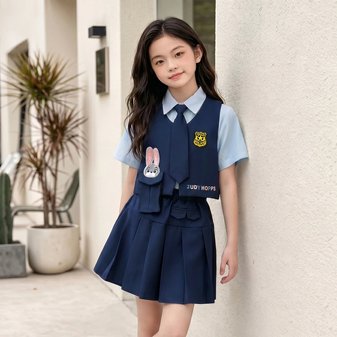 兔子警官衣服儿童朱迪裙子女童cos服女孩迪士尼疯狂动物城三件套