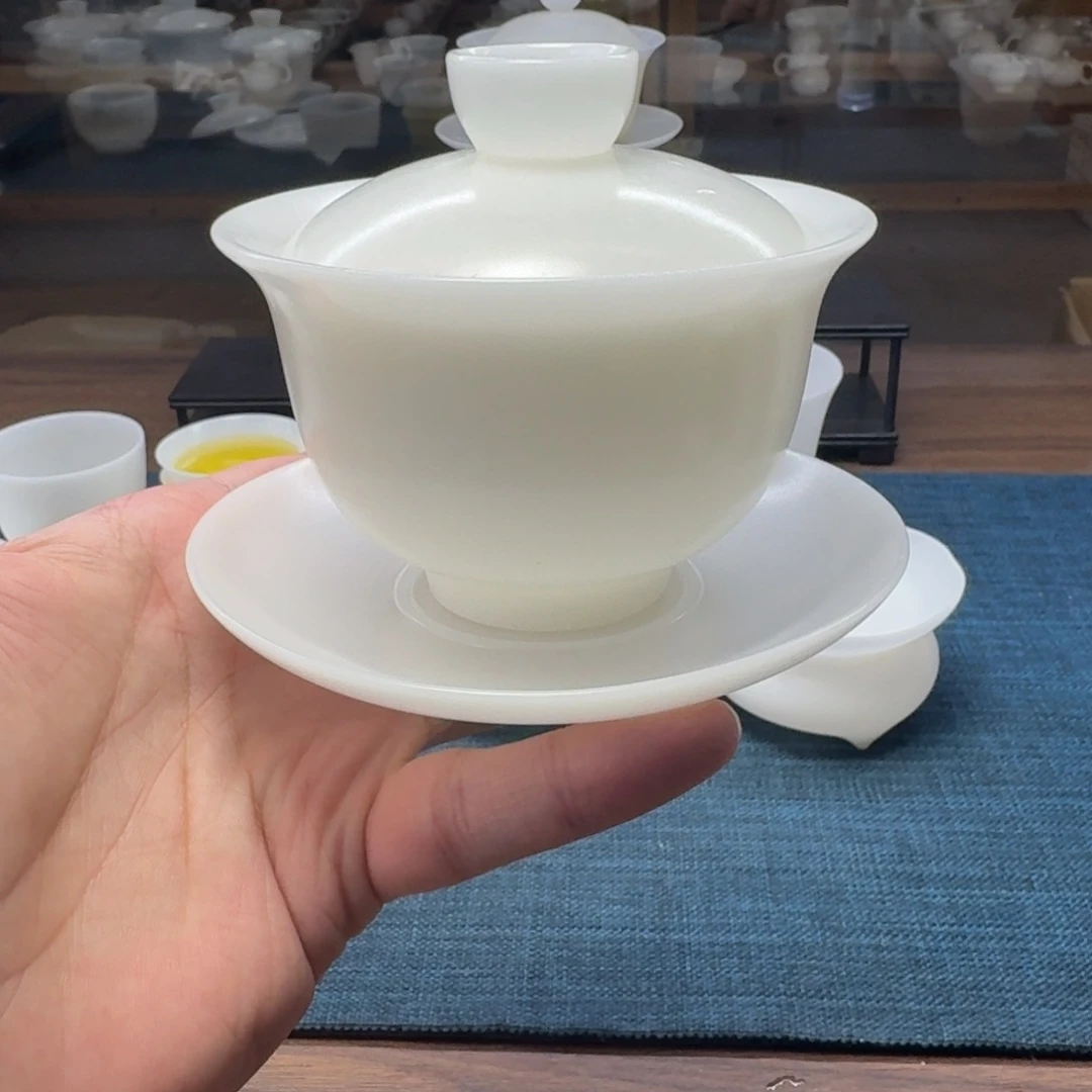 厚胎素烧璞玉盖碗