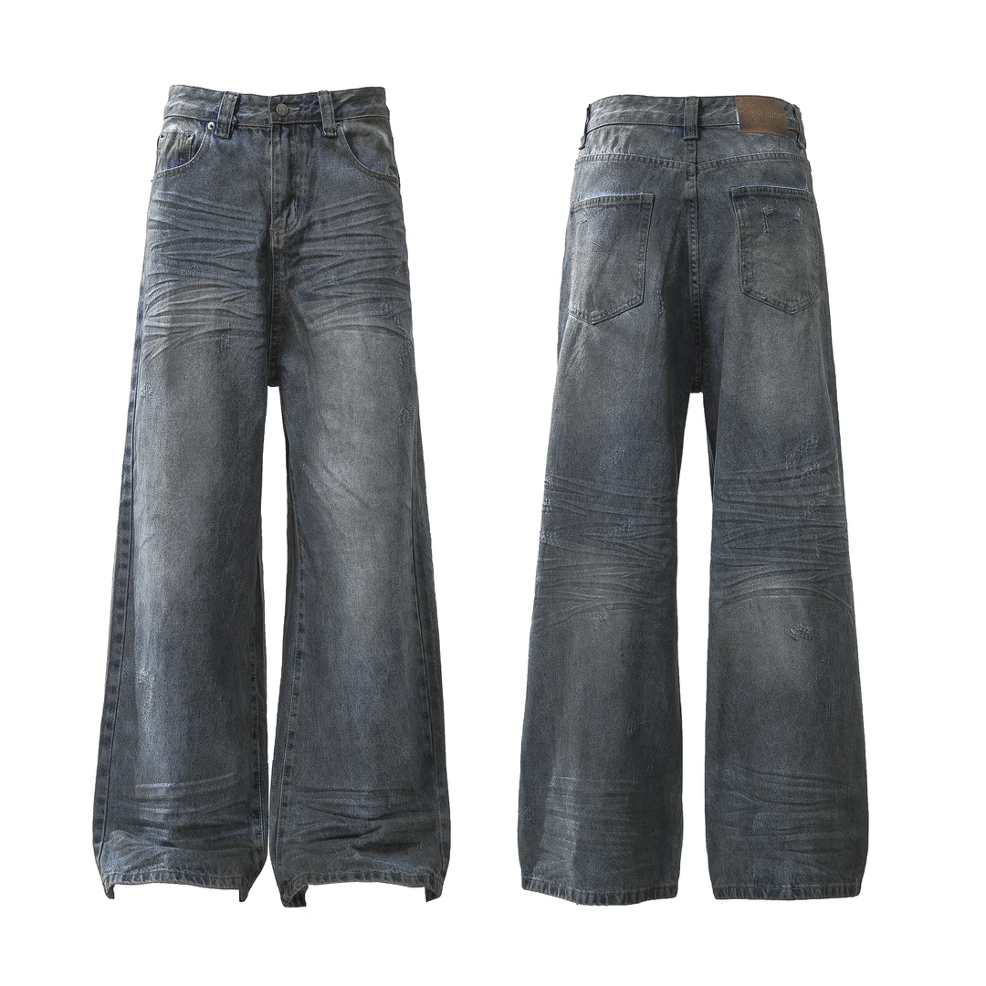 脏脏牛仔裤宽松阔腿男女同款