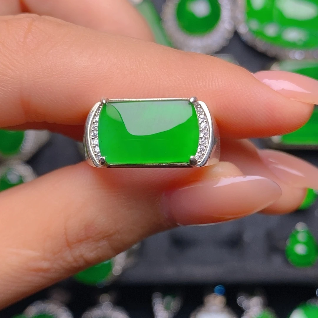 翡翠银S925镶嵌戒指