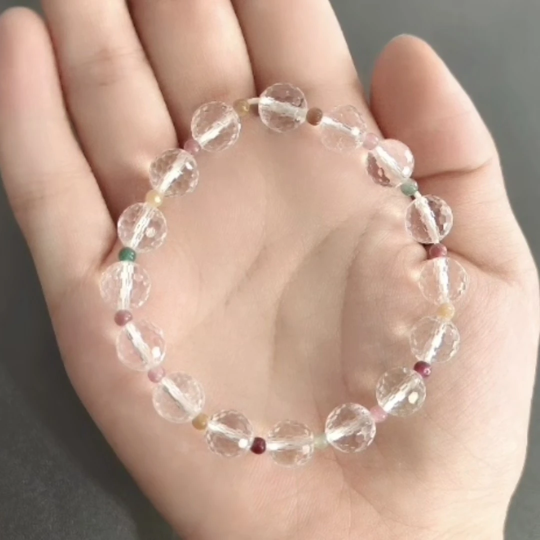 爆款女孩子多年白水晶碧玺手链
