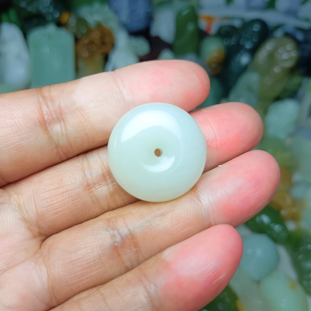 天然和田玉新疆且末料白玉平安扣挂件气质百搭2.5厘米