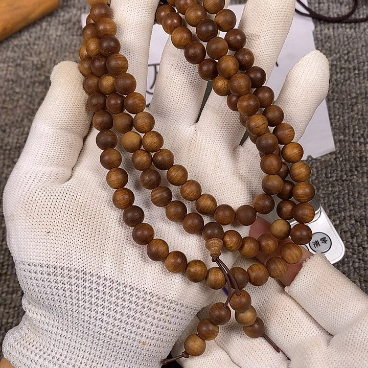 檀香木手串/手链老山檀香黑横树心老料0.8/108沉水微瑕