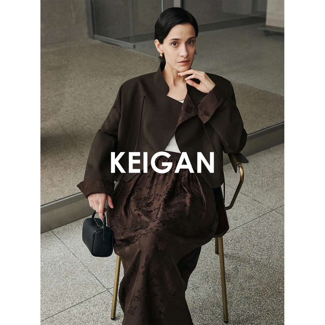 KEIGAN/开间新中式短西装半裙气质网红时尚休闲黑色复古宽松秋季