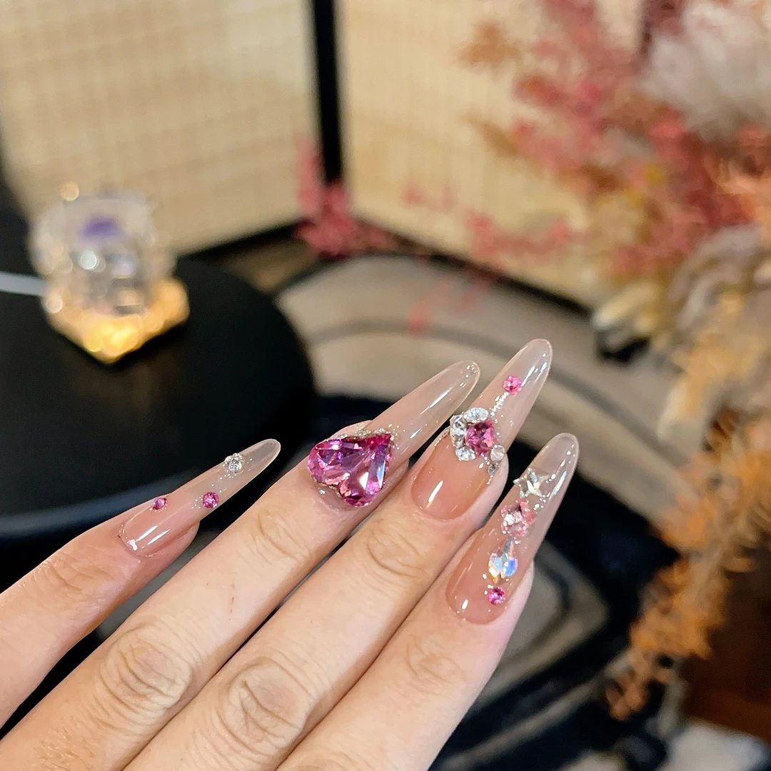 NINI全华【霓虹】纯手工穿戴甲施家华子钻