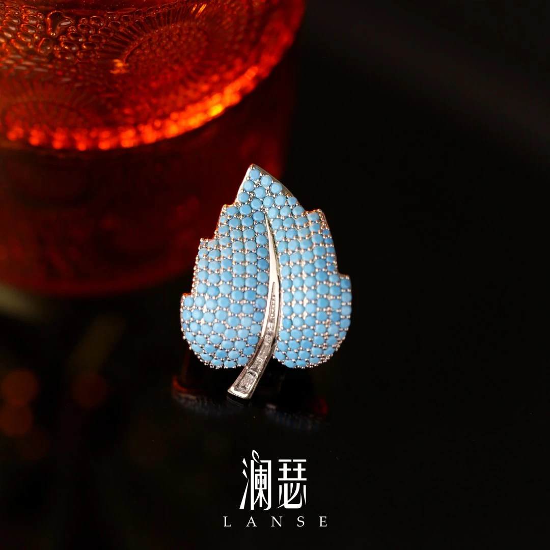 澜瑟 铜合金锆石胸针 【XZ5221独行蓝枫叶】胸针复古宫廷轻奢