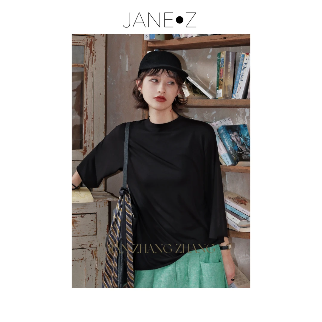 【夜渊】慵懒松弛圆领套头轻薄透气显瘦百搭T恤JZ9142