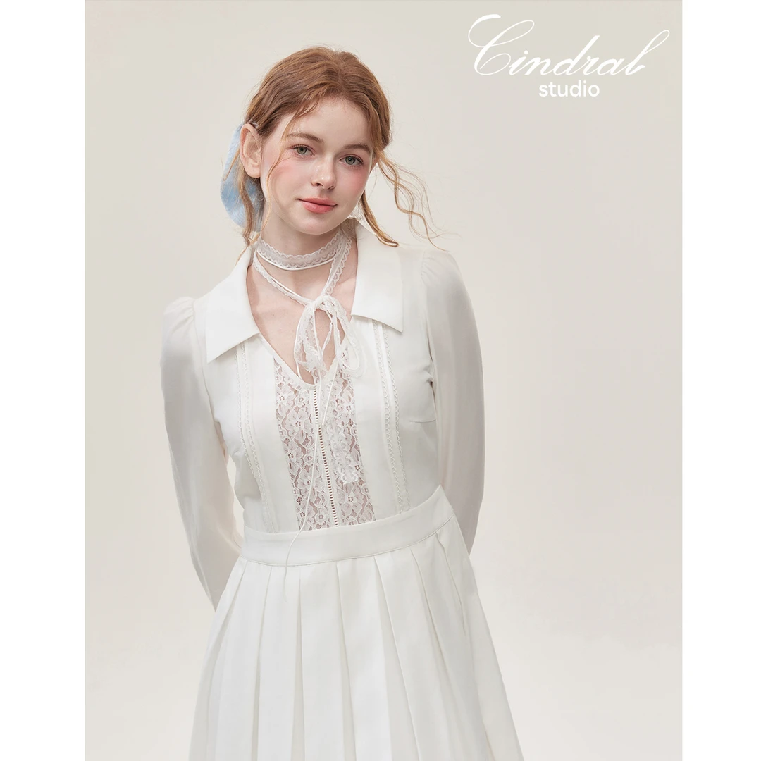 【熙地】春季新款V领蕾丝拼接洋气时尚气质优雅连衣裙C85CD0034W