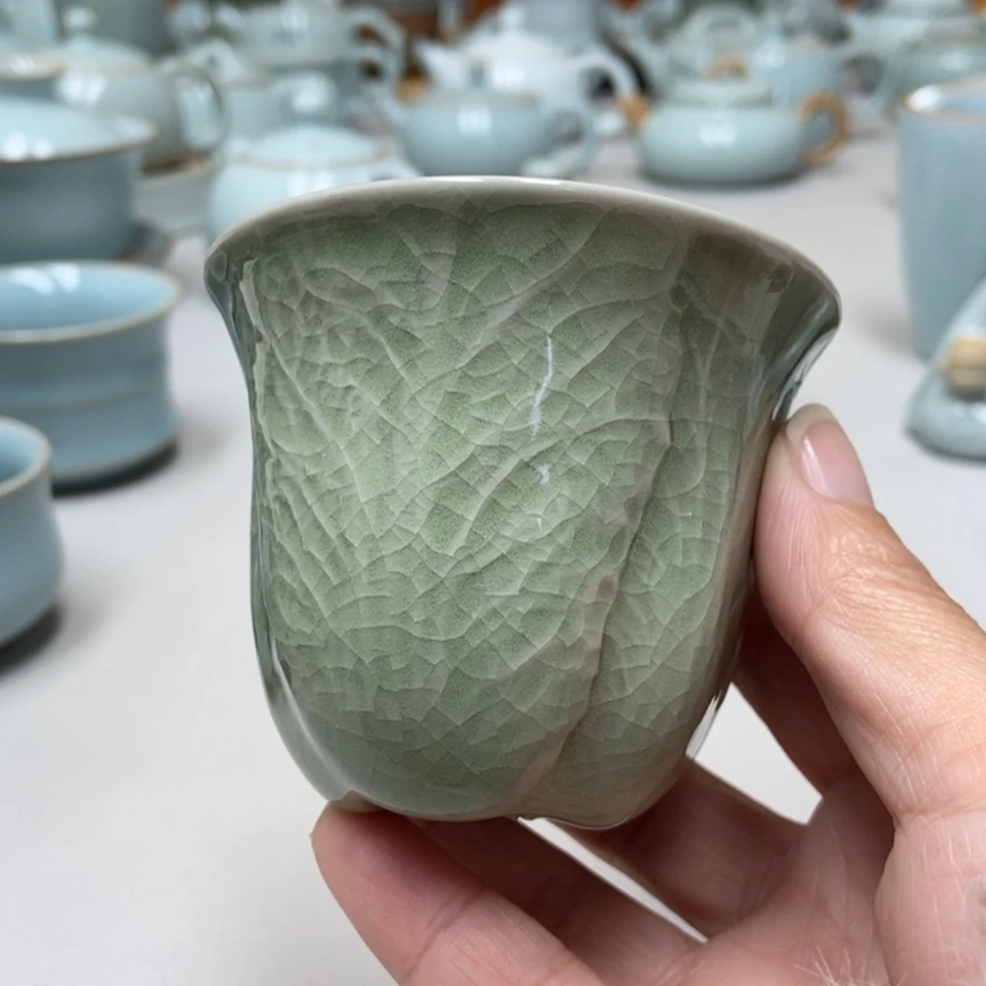 瓷赵琳豆绿支钉百财杯带礼盒