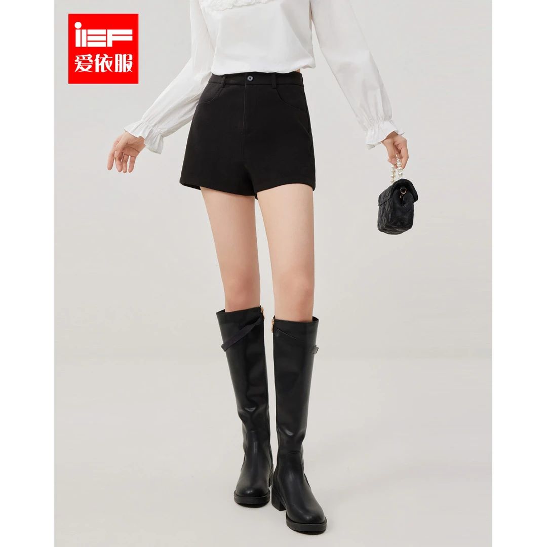 IEF/爱依服2025冬春新款【黑金派对】简约高腰显瘦通勤百搭短裤