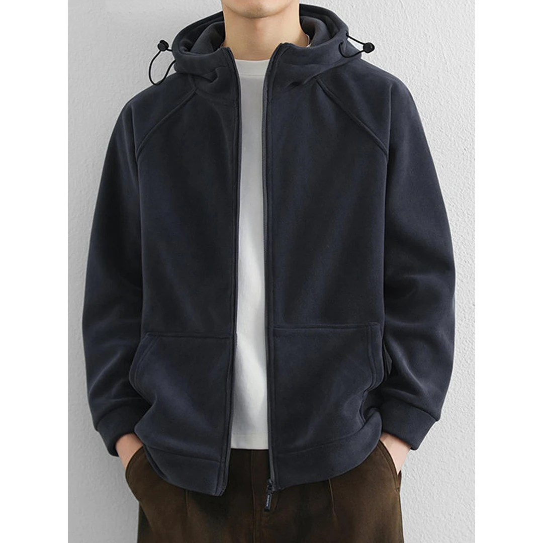 双面摇粒绒连帽外套男秋冬季2025新款加厚保暖抓绒衣户外休闲夹克