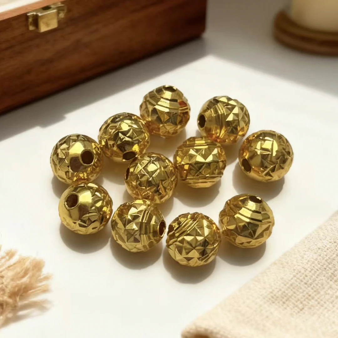 18K 镭射菠萝珠莲花转运珠万向轴隔珠散珠文玩配件配饰