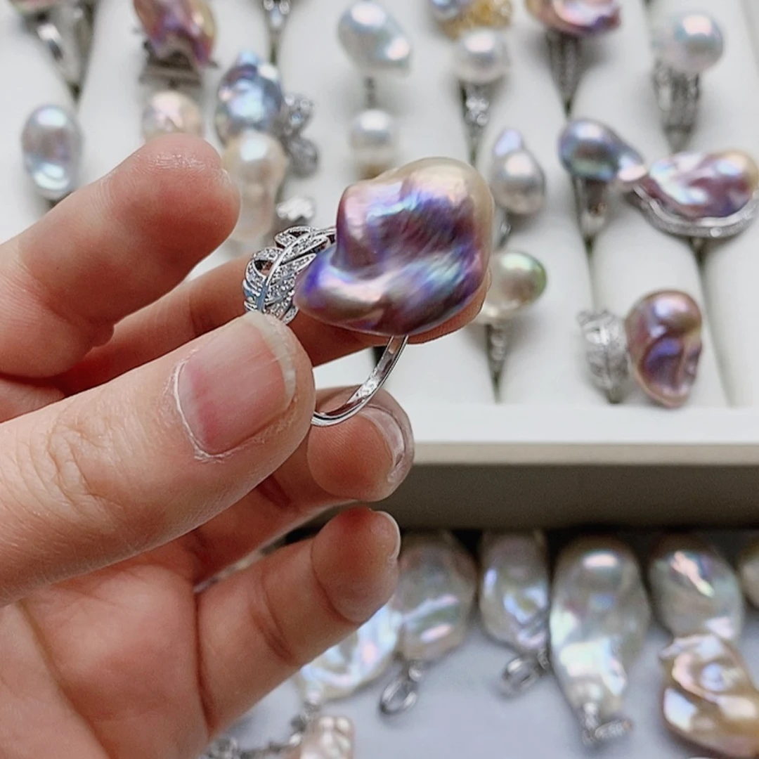 【闪购商品】淡水珍珠耳饰银S925镶嵌蓝*畅