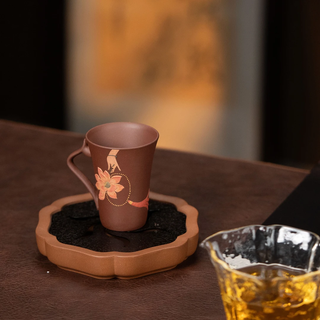 【利贞l佛手禅心把杯】原矿紫泥 约95cc 手工制作 紫砂茶具XYCL