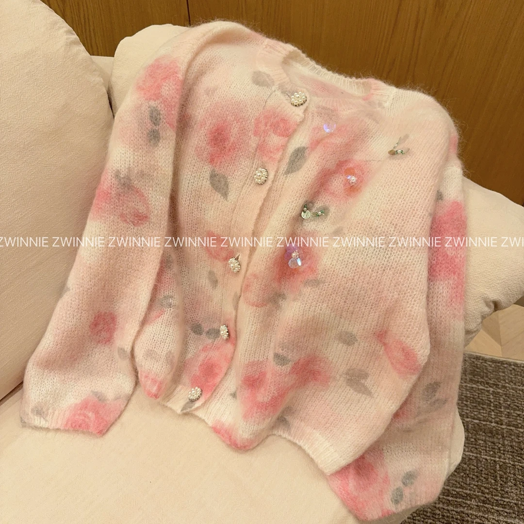 Zwinnie/詹维尼【粉红玫瑰】超幼进口马海毛+绵羊毛毛衣 WWZ202503