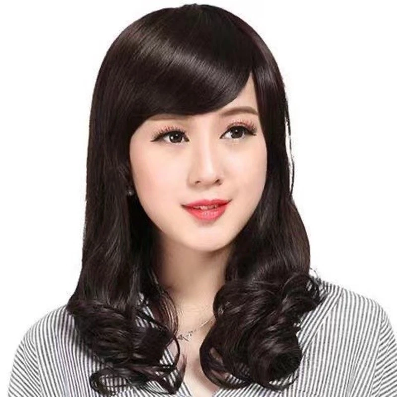 天空树假发女长卷发长发自然全头套斜刘海逼真中长发时尚圆脸大波