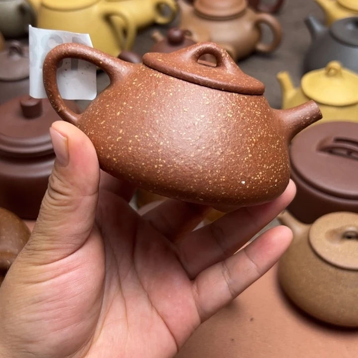 茶壶紫砂红降坡半手工210cc瑕疵不t挑