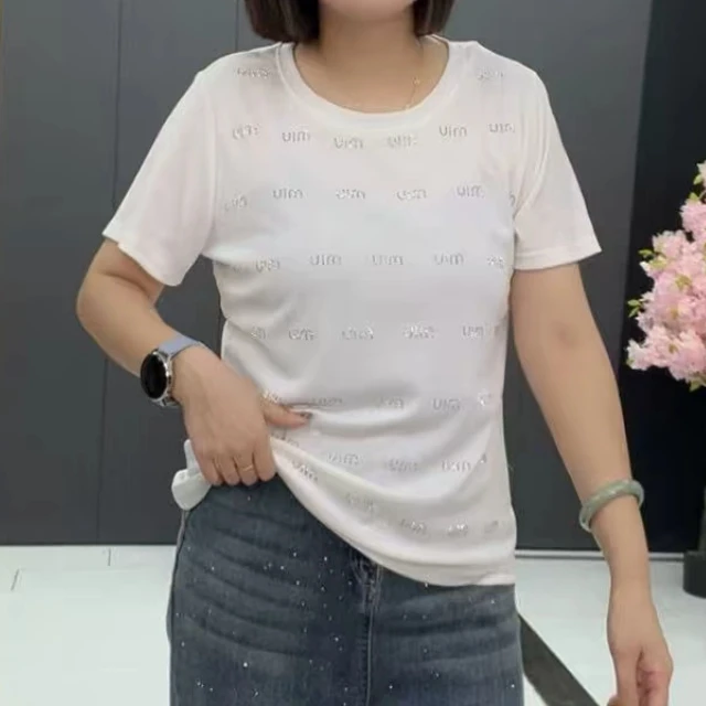 梦梦家9004款洋气时尚休闲圆领字母半袖衫
