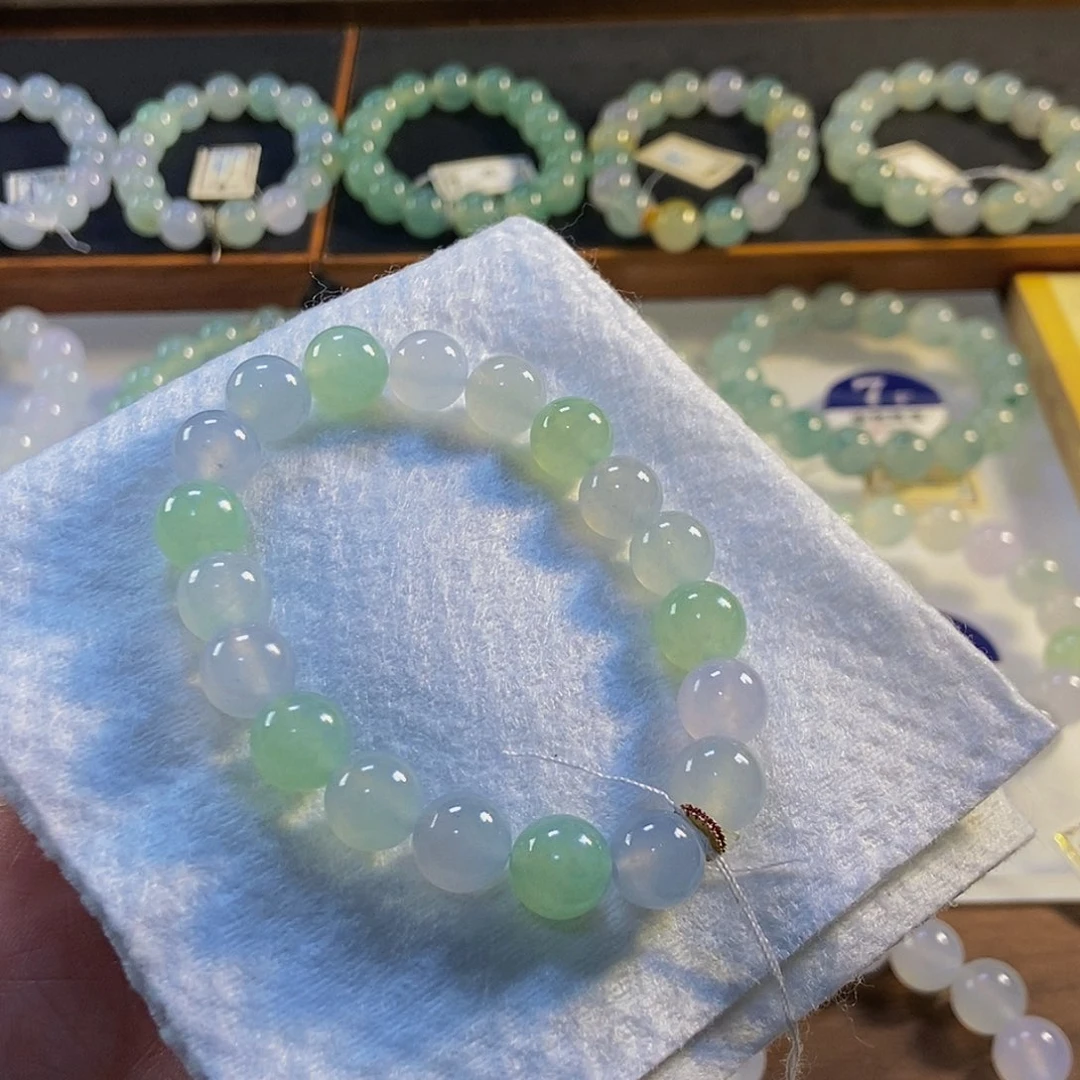 定制翡翠未镶嵌翡翠手串卡9.8