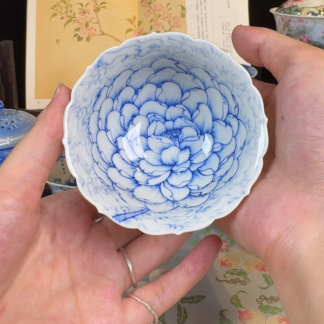 青樵轩花开灿烂雕刻杯