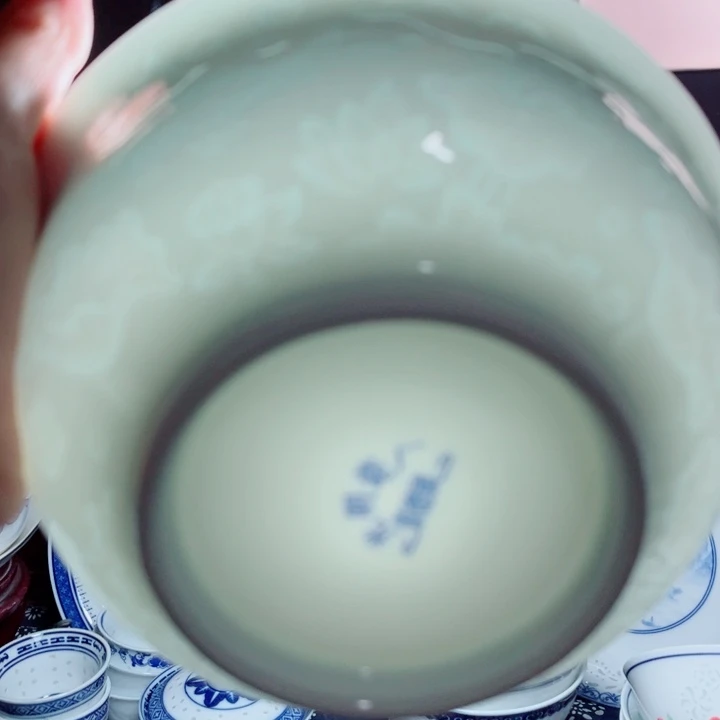 青花玲珑7寸面碗鱼藻纹