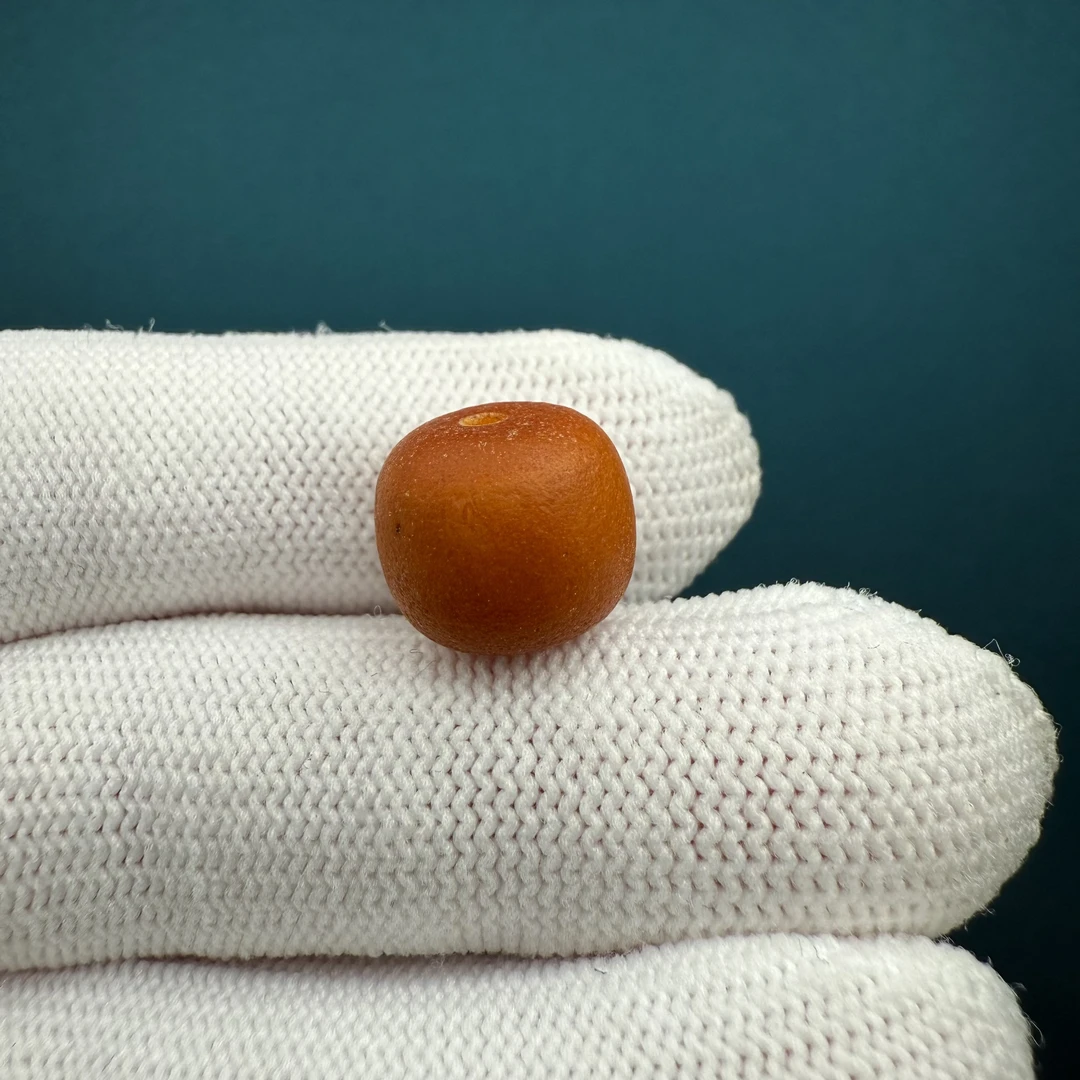 K4903天然原矿蜜蜡 老蜡老型墩子12.1*10.5mm 支持鉴定 假一罚十