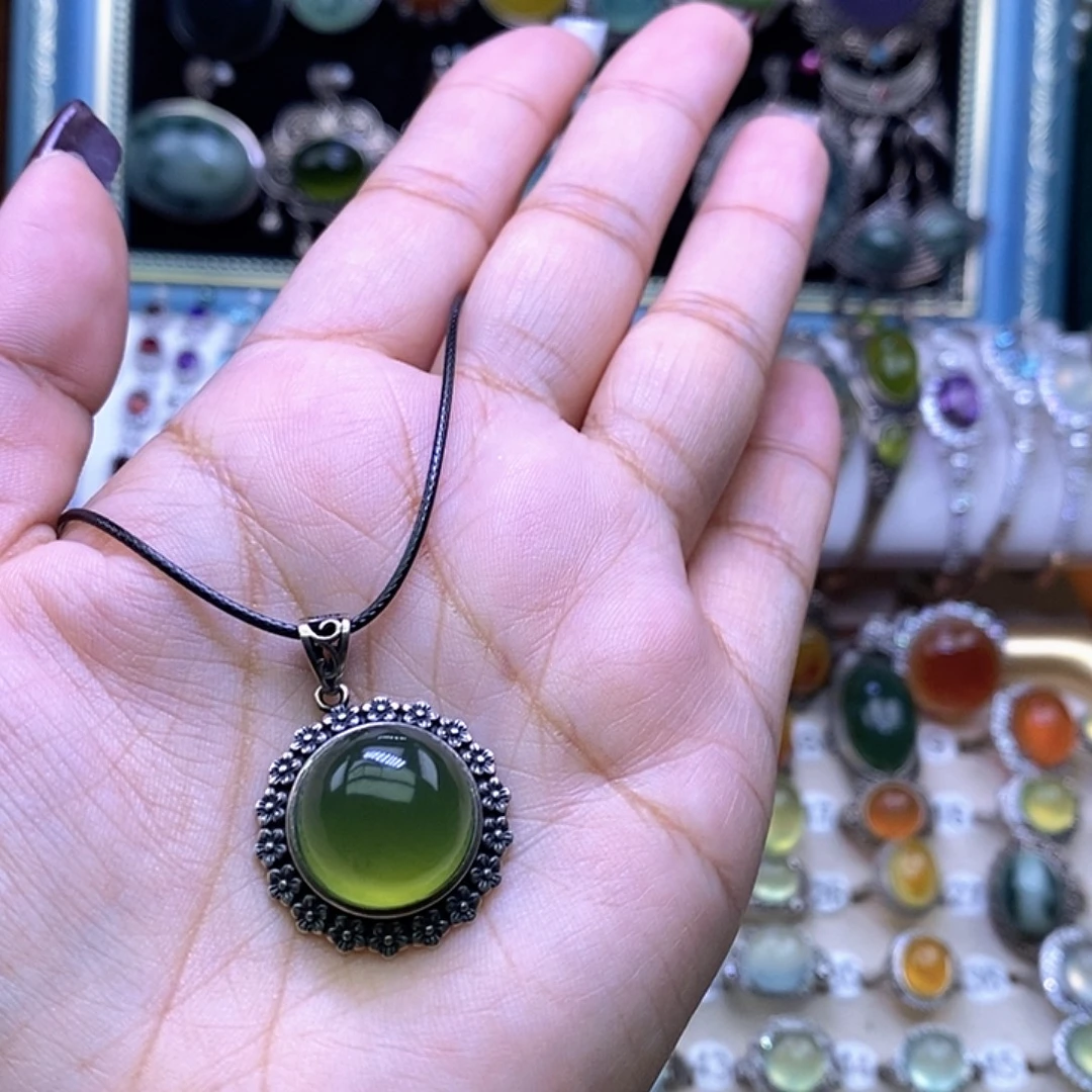 ⎳***³岫玉银S925镶嵌颈饰