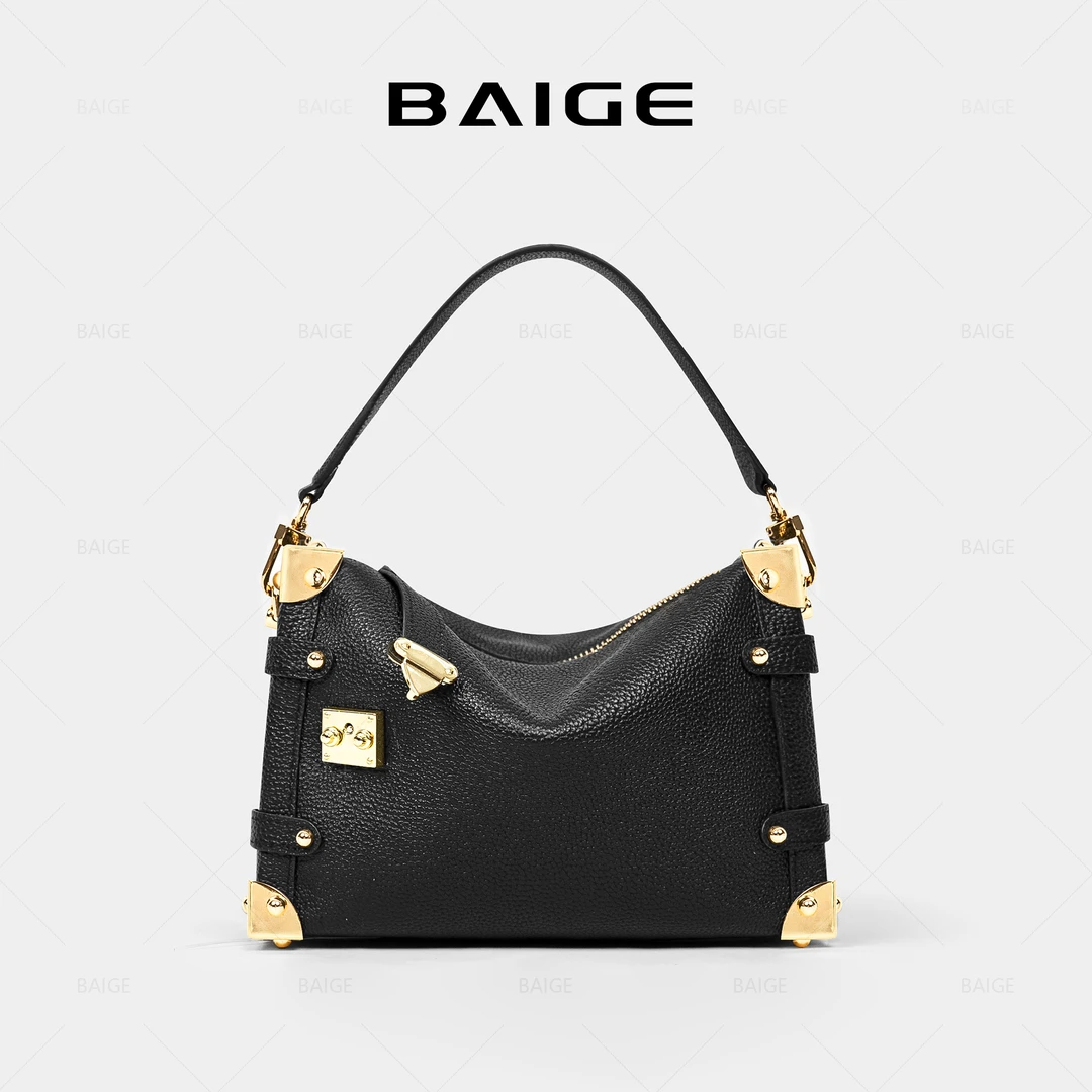 复古百搭包包女头层牛皮手提单肩包2025新通勤斜挎枕头盒子包9511