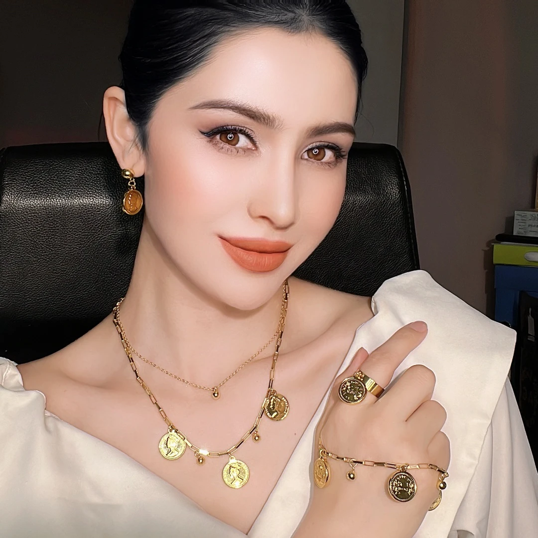 钛钢项链 Xyuer人头牌个性款钛钢五件套