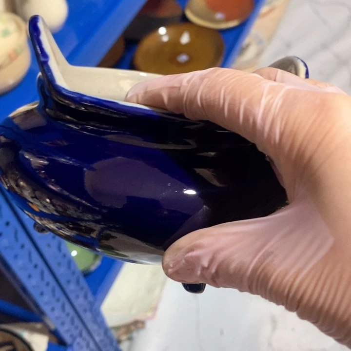 瓷片磁州窑蓝釉香炉