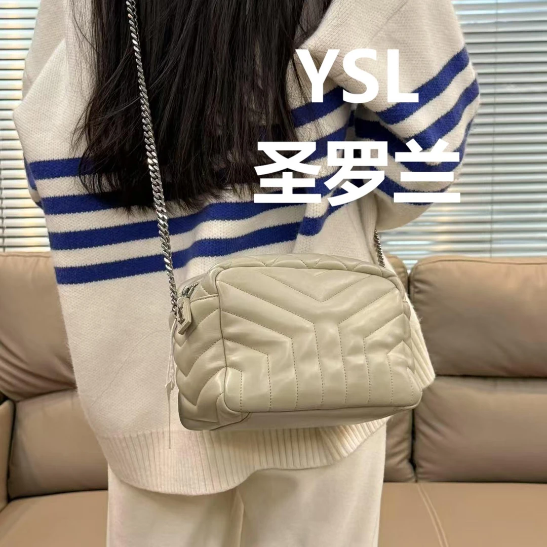 95新 YSL/圣罗兰 水泥灰方胖子斜跨包/云海优选/52160